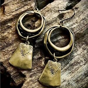 Gold Boho Geometric Irregular Dangle Earrings